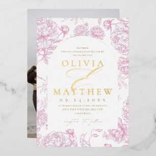 Invitation En Aluminium Mariage Fleur de Pivoine Française 