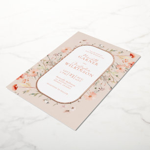 Invitation En Aluminium Mariage Fleur sauvage Boho Rose