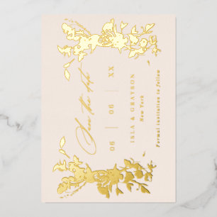 Invitation En Aluminium Mariage fleur sauvage Enregistrer La Date Blush & 
