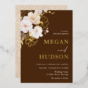 Invitation En Aluminium Mariage Fleur sauvage Gold & Blush Golden