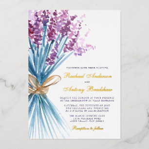 Invitation En Aluminium Mariage Fleurs de Lavande Aquarelle