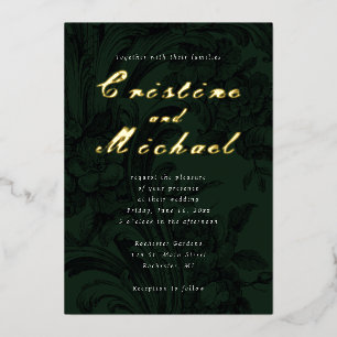 Invitation En Aluminium Mariage fleurs ornementales élégantes vintage