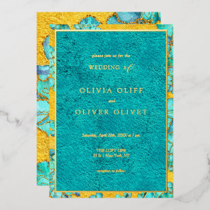 Invitation En Aluminium Mariage Fleurs turquoises