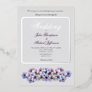 Invitation En Aluminium Mariage Floral Aquarelle Lilas Poétique Romantique
