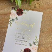 Mariage floral bordeaux et blush avec texte à feui