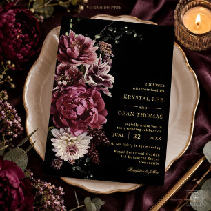 Invitation En Aluminium Mariage Floral Burgundy Fleur de Prunier Noir Rich