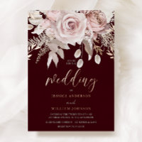 Mariage Floral Burgundy Profond & Rose Gold