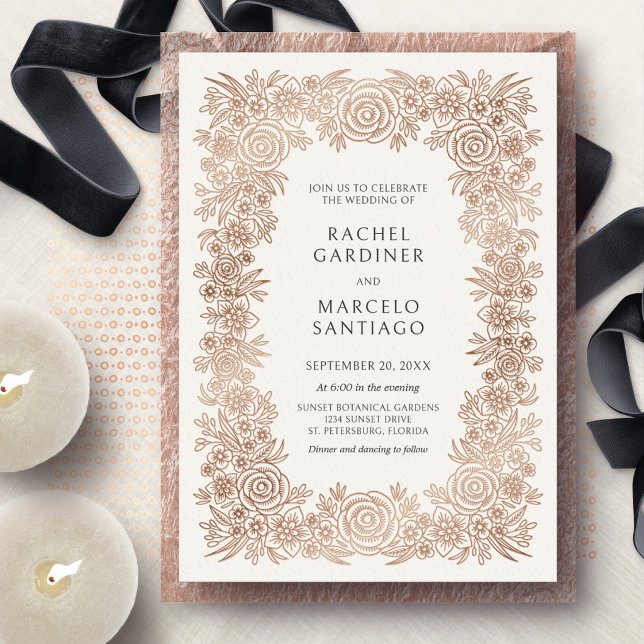 Invitation En Aluminium Mariage Floral Classique Vintage (Créateur téléchargé)