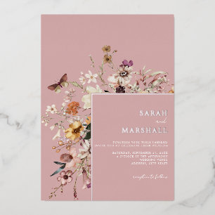 Invitation En Aluminium Mariage Floral de Fleur Sauvage Bohème Minimaliste