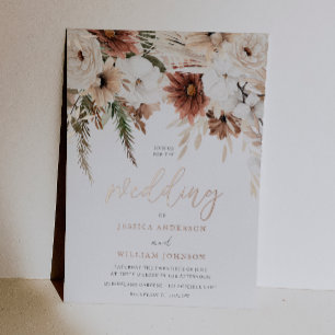 Invitation En Aluminium Mariage Floral Divin Boho & Blush Doré