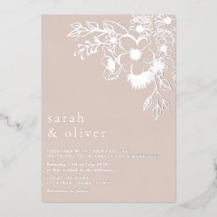 Invitation En Aluminium Mariage floral doré rose