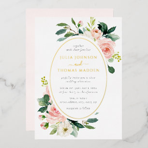 Invitation En Aluminium Mariage Floral Élégant Rose Gold