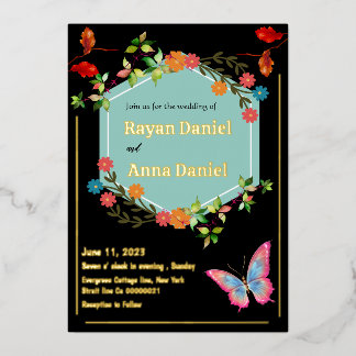 Invitation En Aluminium Mariage floral fleur élégant et neutre