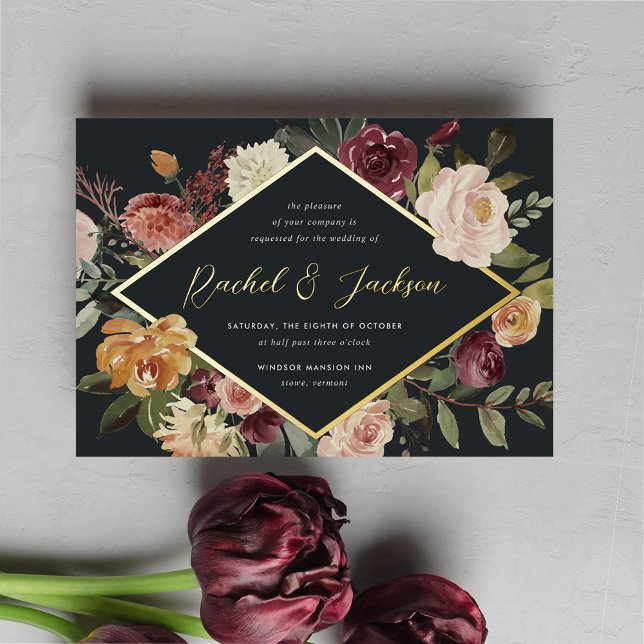 Invitation En Aluminium Mariage floral géométrique en fleur rustique (Créateur téléchargé)