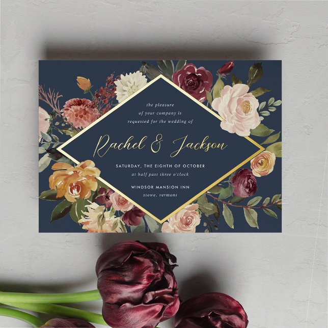 Invitation En Aluminium Mariage floral géométrique en fleur rustique (Créateur téléchargé)