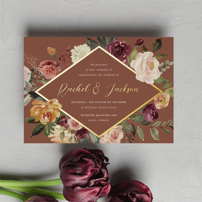 Invitation En Aluminium Mariage Floral Géométrique Fleurie Rustique (Créateur téléchargé)