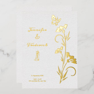 Invitation En Aluminium Mariage Floral Gold Foil