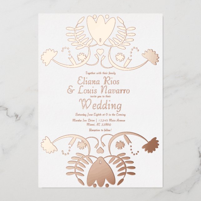 Invitation En Aluminium Mariage Floral Populaire Mexicain Moderne Imprimé (Recto)