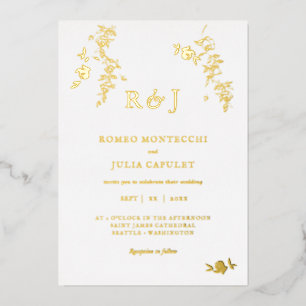 Invitation En Aluminium Mariage floral romantique à huile