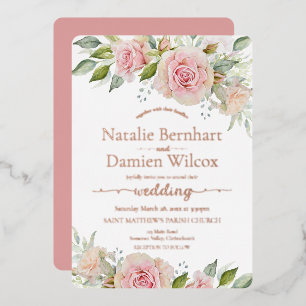 Invitation En Aluminium Mariage floral rose rose rose