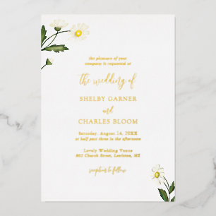 Invitation En Aluminium Mariage floral rustique de marguerite blanche