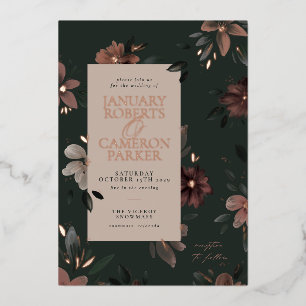 Invitation En Aluminium Mariage floral vert foncé de la forêt enchantée