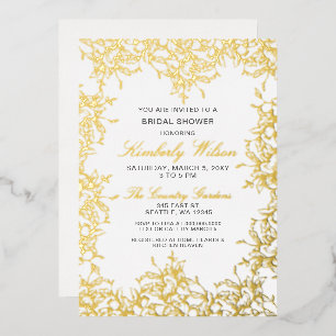 Invitation En Aluminium Mariage Floral Vintage Fête de Fiançailles