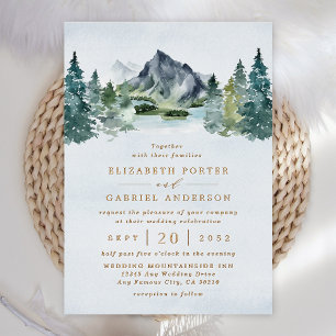 Invitation En Aluminium Mariage forêt arbre rustique aquarelle montagne