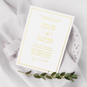 Invitation En Aluminium Mariage Formal Or & Blanc Calligraphie