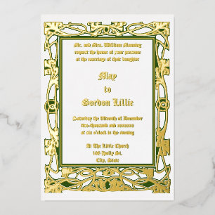 Invitation En Aluminium Mariage frontalier Art Nouveau vintage