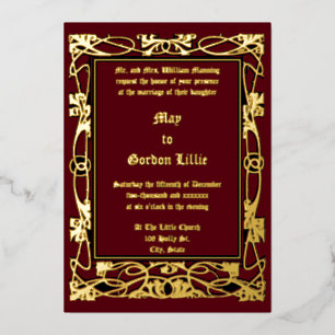 Invitation En Aluminium Mariage frontalier Art Nouveau vintage