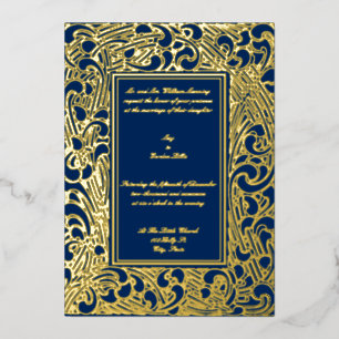 Invitation En Aluminium Mariage frontalier de Foliage Art Déco vintage 190