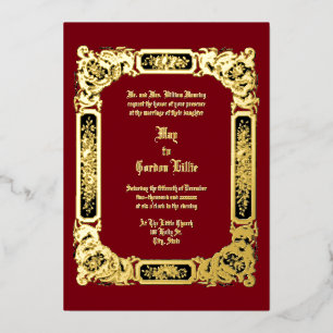 Invitation En Aluminium Mariage frontalier de l'époque victorienne 1850 Fl