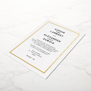 Invitation En Aluminium Mariage frontière or minimaliste français chic