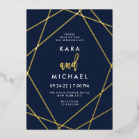 Mariage géométrique élégant Gold et Midnight Blue