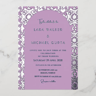 Invitation En Aluminium Mariage géométrique italien lilas (uni)