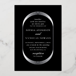Invitation En Aluminium Mariage géométrique moderne élégant or argent noir