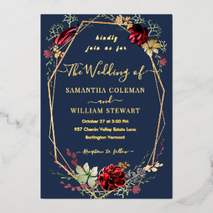 Invitation En Aluminium Mariage géométrique rustique boho fleur sauvage bl