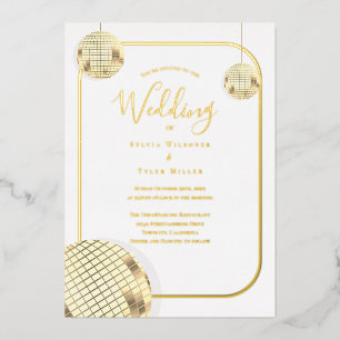 Invitation En Aluminium Mariage Gold Disco Ball