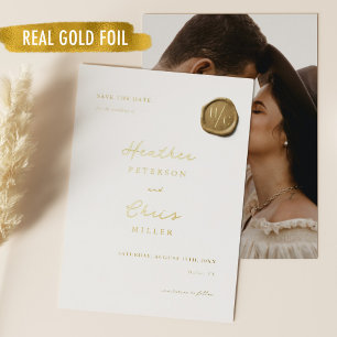 Invitation En Aluminium Mariage Gold Foil Unique Moderne Enregistrer La Da