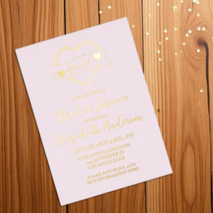 Invitation En Aluminium Mariage Gold Forever Hearts Shower de Mariée
