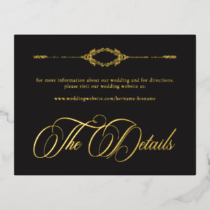 Invitation En Aluminium Mariage gothique à l'ancienne orné d'or noir