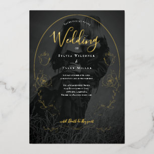 Invitation En Aluminium Mariage gothique de photo noir floral