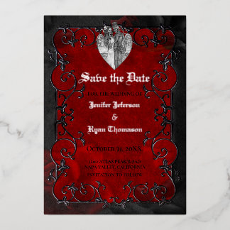 Invitation En Aluminium Mariage gothique halloween enregistrer la date inv