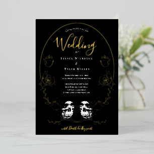 Invitation En Aluminium Mariage gothique noir floral