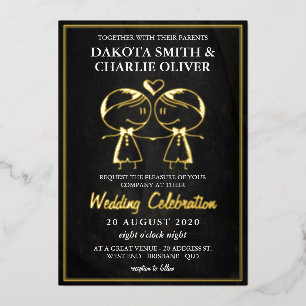Invitation En Aluminium Mariage gris noir et or