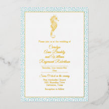 Mariage Hippocampe Doré avec Cadre Aqua