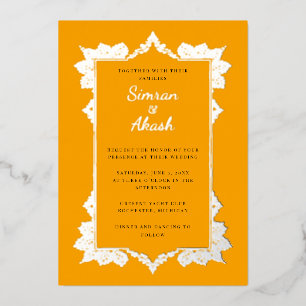 Invitation En Aluminium Mariage indien élégant avec papier métallisé orang