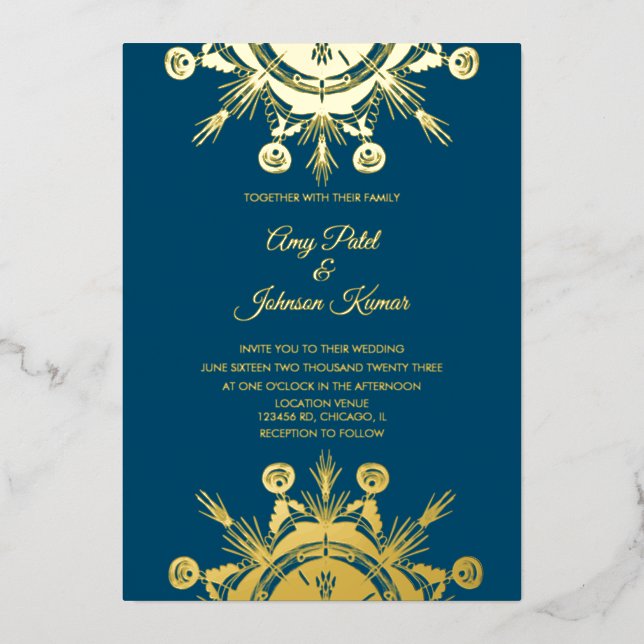 Invitation En Aluminium Mariage indien hindou de Mandala (Recto)