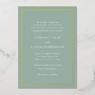 Invitation En Aluminium Mariage intemporel au vert sauge traditionnel